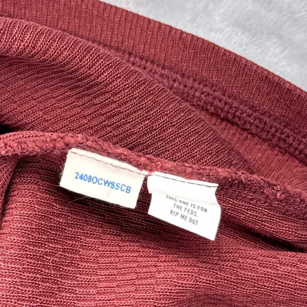 TAYLOR STITCH Heavy Bag Waffle Tee Mens 40 Burgundy Organic Cotton Short Sleeve - Picture 5 of 7